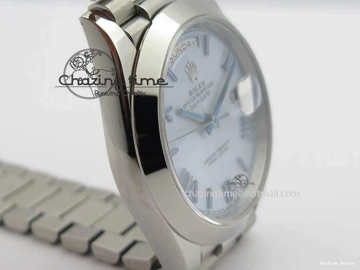 0521 Day-Date 40mm 228206 SS Noob 1:1 Best Edition Quadrant Textured Ice Blue Dial On SS Bracelet A Timeless 3801